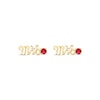 Thumbnail Image 1 of Lab-Created Ruby "Mrs." Earrings 10K Yellow Gold