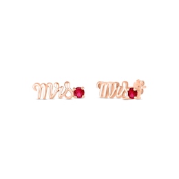 Lab-Created Ruby "Mrs." Earrings 10K Rose Gold