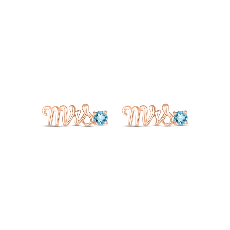 Main Image 2 of Swiss Blue Topaz &quot;Mrs.&quot; Earrings 10K Rose Gold
