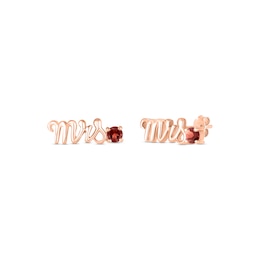 Garnet "Mrs." Earrings 10K Rose Gold