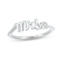 White Lab-Created Sapphire "Mrs." Ring Sterling Silver