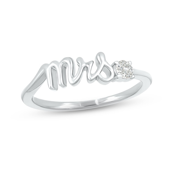 White Lab-Created Sapphire "Mrs." Ring Sterling Silver