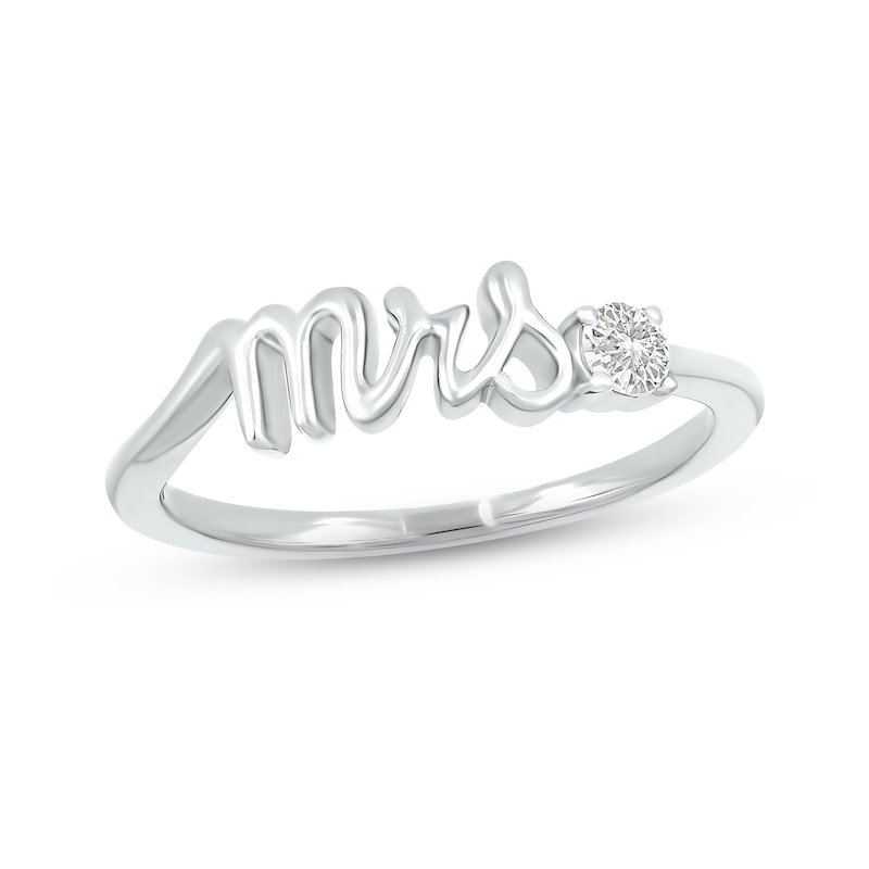 Main Image 1 of White Lab-Created Sapphire &quot;Mrs.&quot; Ring Sterling Silver