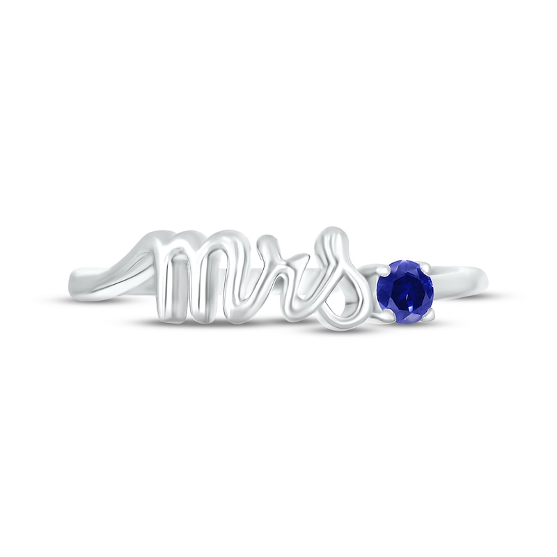 Blue Lab-Created Sapphire "Mrs." Ring Sterling Silver