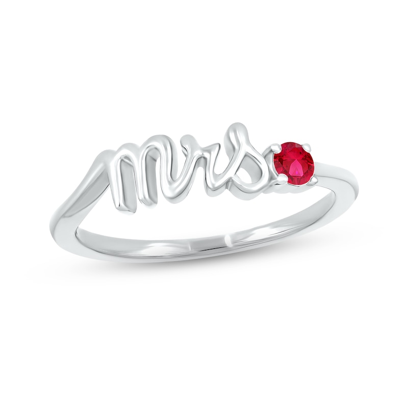 Main Image 1 of Lab-Created Ruby &quot;Mrs.&quot; Ring Sterling Silver