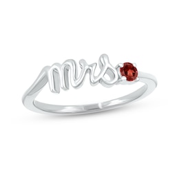 Garnet "Mrs." Ring Sterling Silver