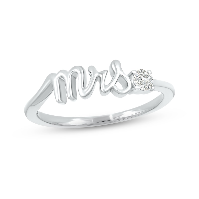 White Lab-Created Sapphire "Mrs." Ring 10K White Gold