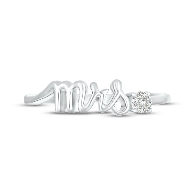White Lab-Created Sapphire "Mrs." Ring 10K White Gold