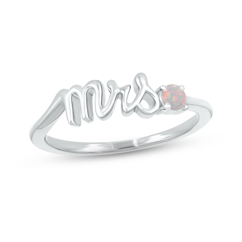 Lab-Created Opal "Mrs." Ring 10K White Gold