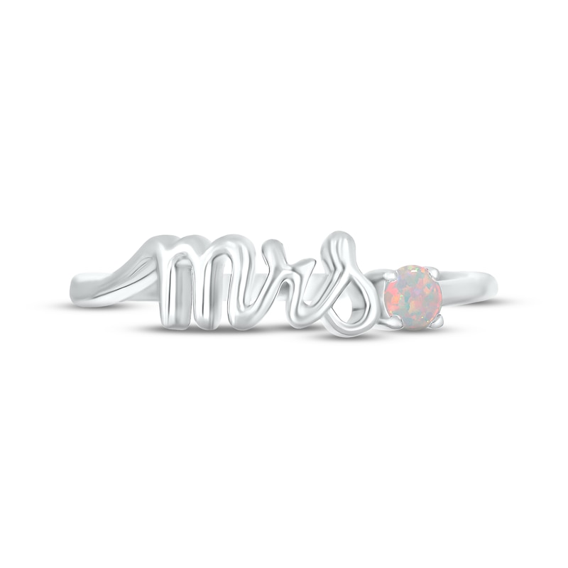 Lab-Created Opal "Mrs." Ring 10K White Gold