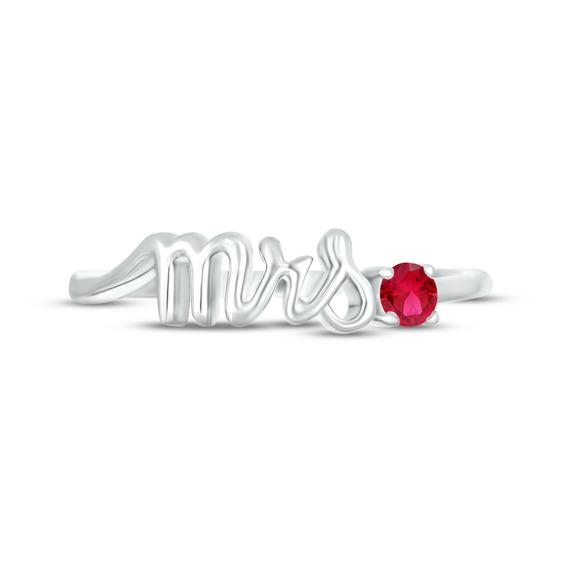 Lab-Created Ruby "Mrs." Ring 10K White Gold
