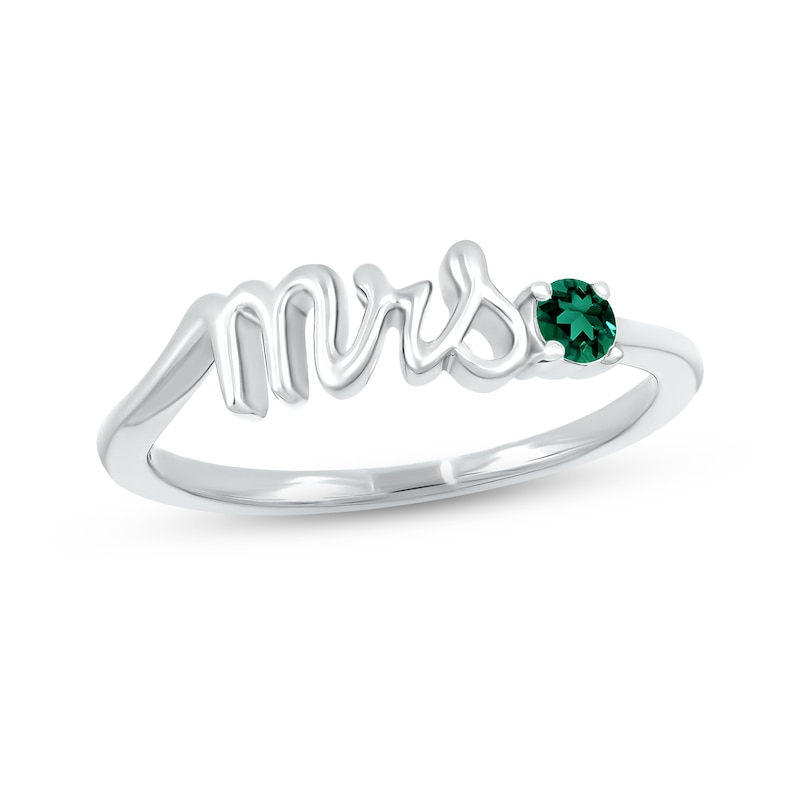 Lab-Created Emerald "Mrs." Ring 10K White Gold
