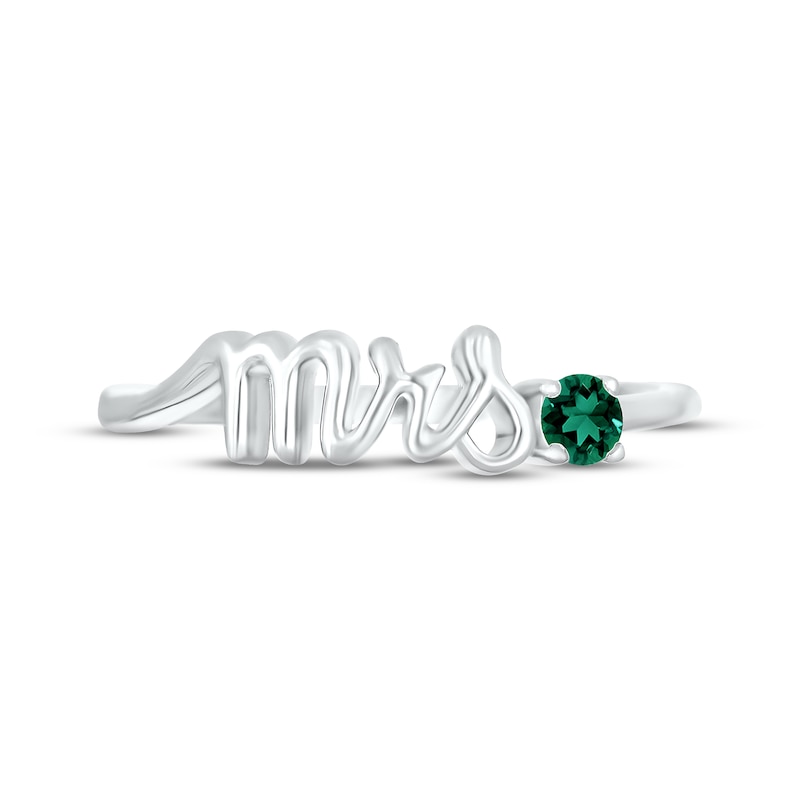 Lab-Created Emerald "Mrs." Ring 10K White Gold