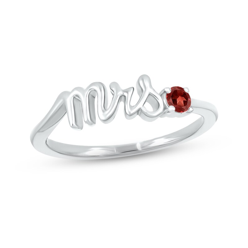 Garnet "Mrs." Ring 10K White Gold