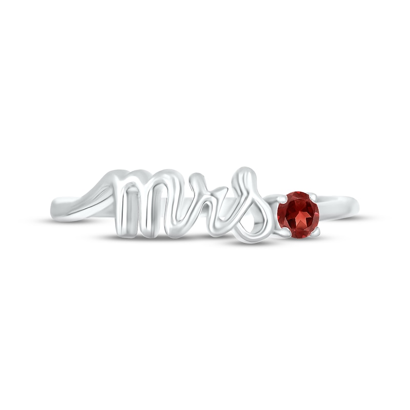 Garnet "Mrs." Ring 10K White Gold