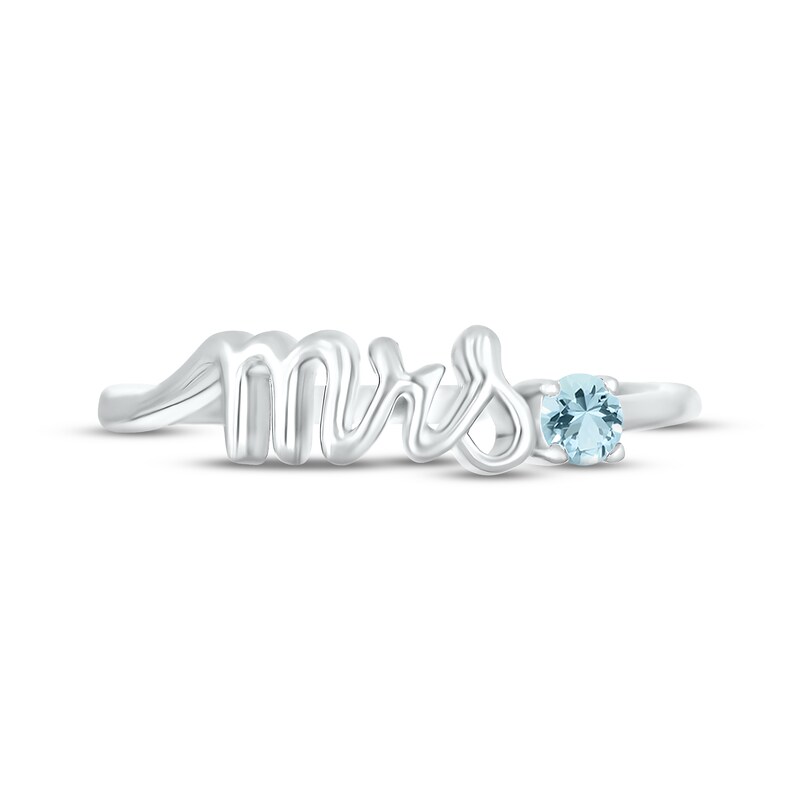 Aquamarine "Mrs." Ring 10K White Gold