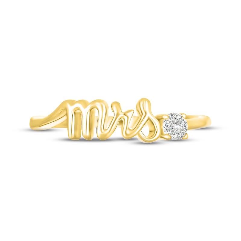 White Lab-Created Sapphire "Mrs." Ring 10K Yellow Gold
