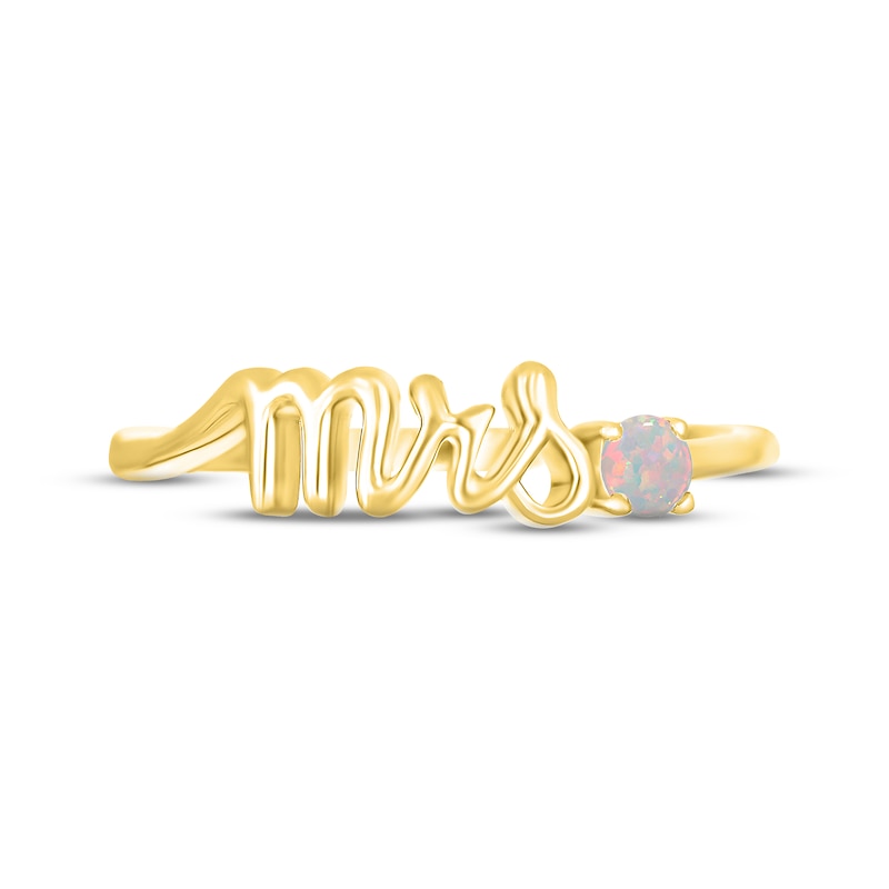 Lab-Created Opal "Mrs." Ring 10K Yellow Gold