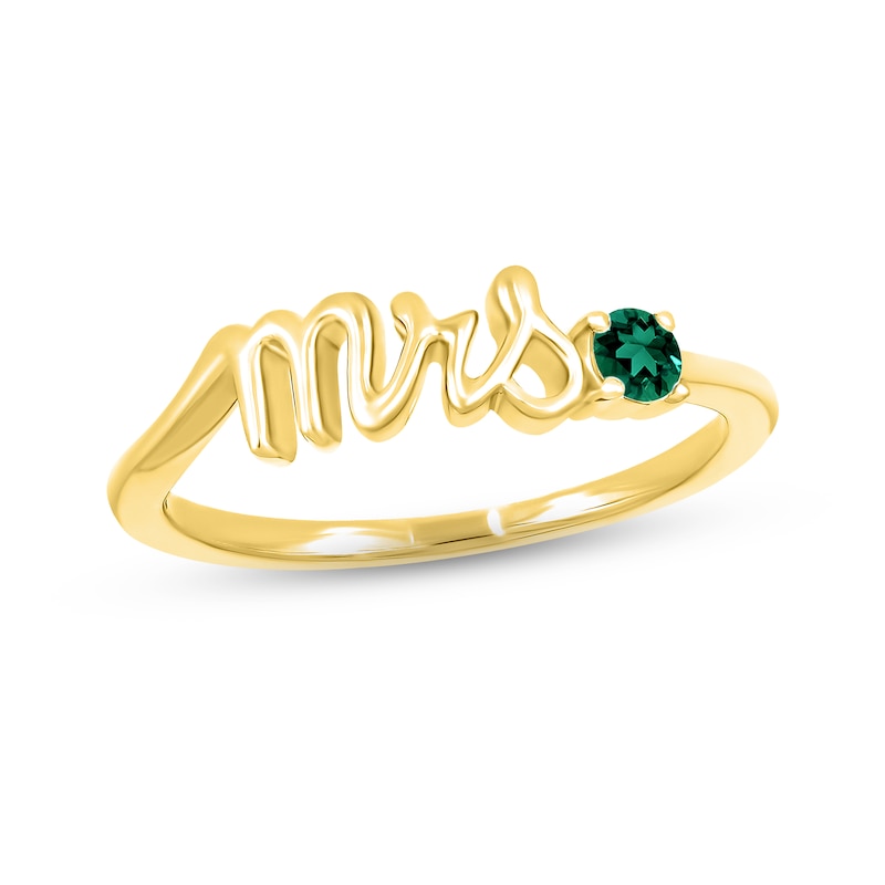 Lab-Created Emerald "Mrs." Ring 10K Yellow Gold