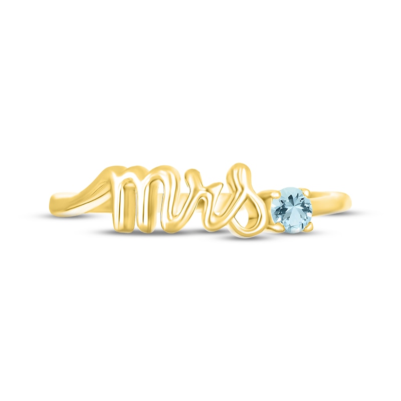Aquamarine "Mrs." Ring 10K Yellow Gold