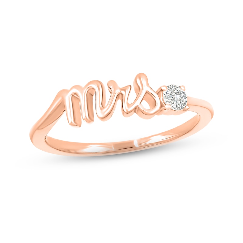 White Lab-Created Sapphire "Mrs." Ring 10K Rose Gold