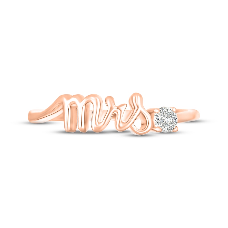White Lab-Created Sapphire "Mrs." Ring 10K Rose Gold