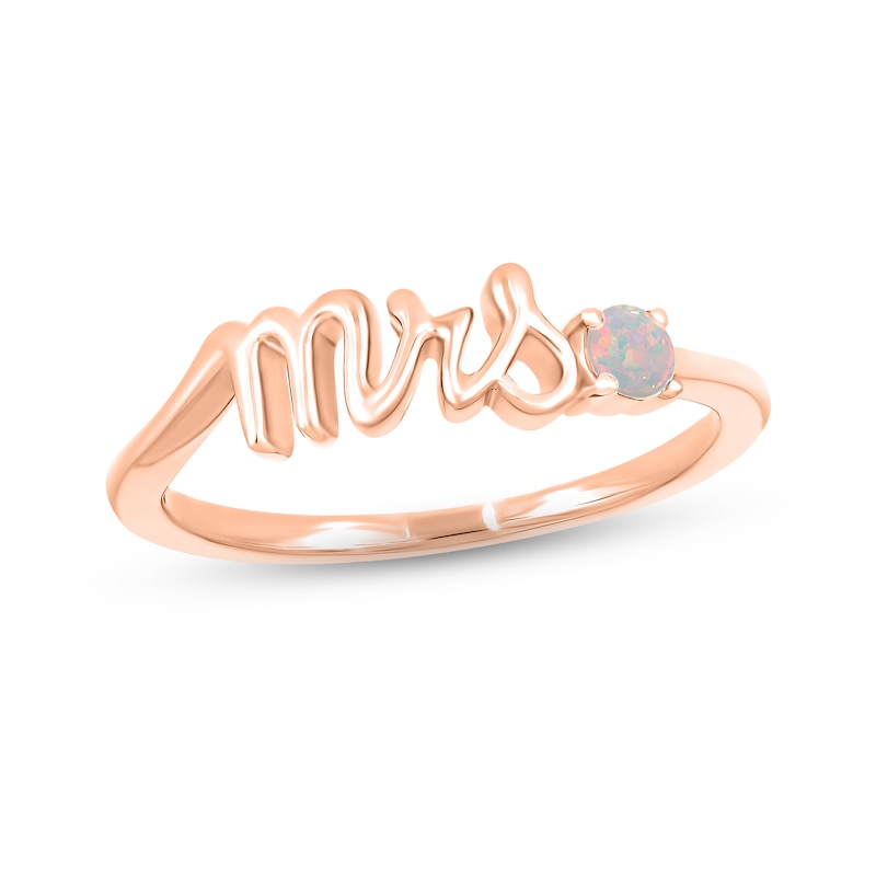 Lab-Created Opal "Mrs." Ring 10K Rose Gold