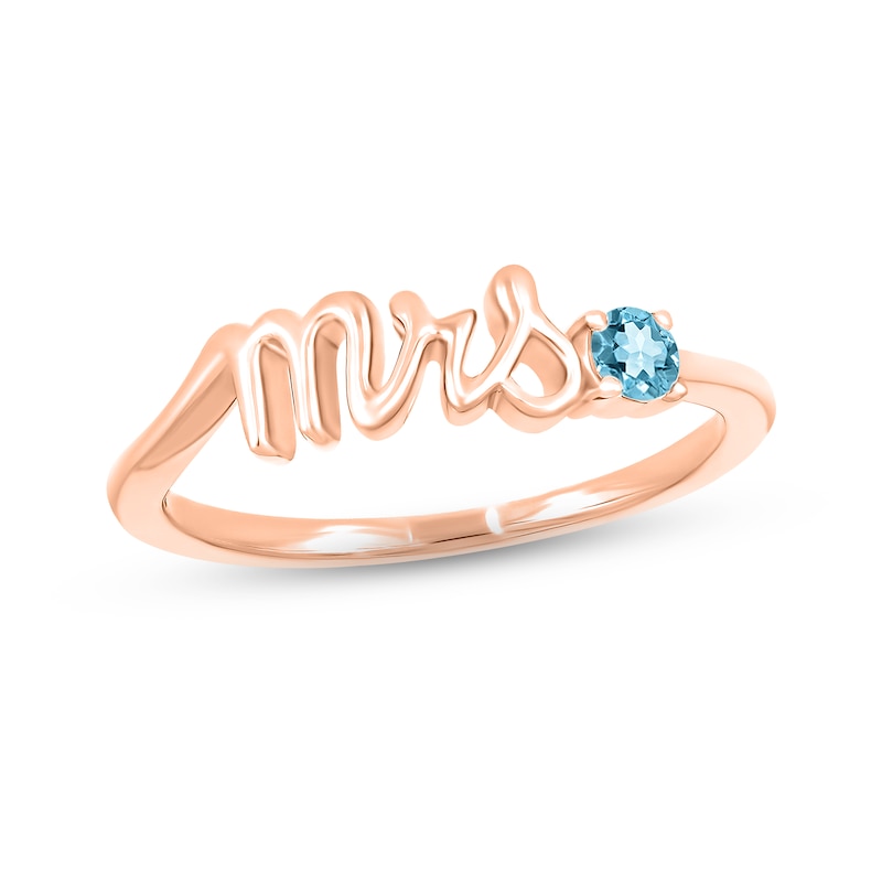 Main Image 1 of Swiss Blue Topaz &quot;Mrs.&quot; Ring 10K Rose Gold