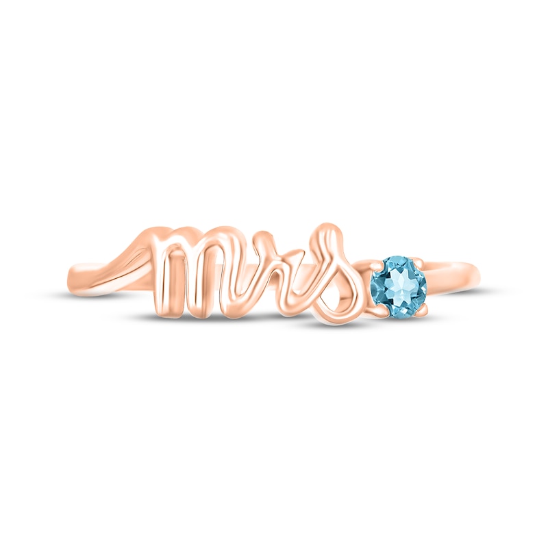 Main Image 2 of Swiss Blue Topaz &quot;Mrs.&quot; Ring 10K Rose Gold