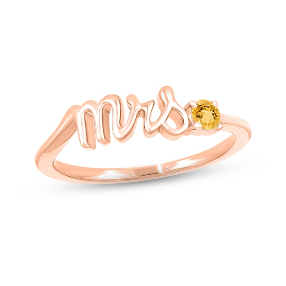 Citrine "Mrs." Ring 10K Rose Gold