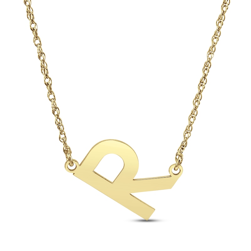 Block Letter Necklace 14K Yellow Gold 18"