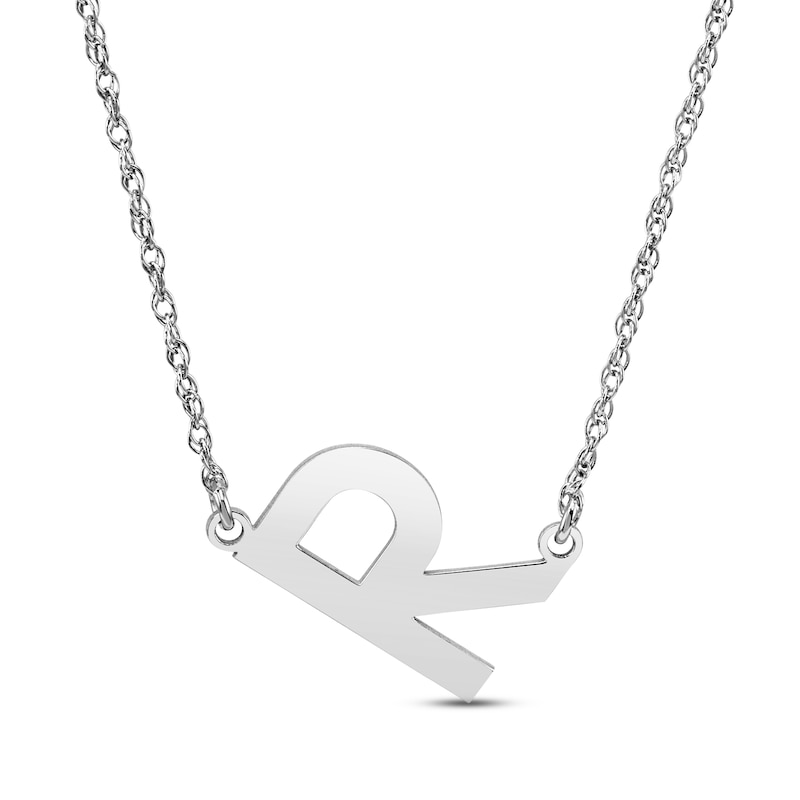 Block Letter Necklace Sterling Silver 18"