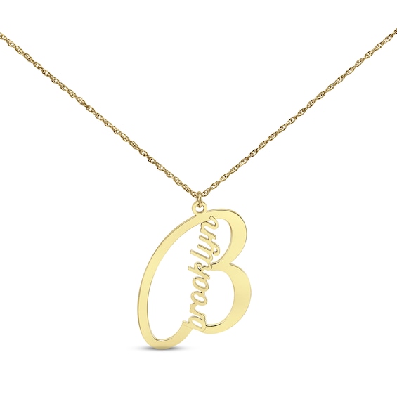 Name & Initial Necklace 10K Yellow Gold 18"