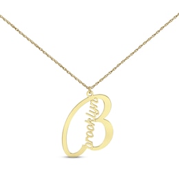 Name & Initial Necklace 14K Yellow Gold 18"