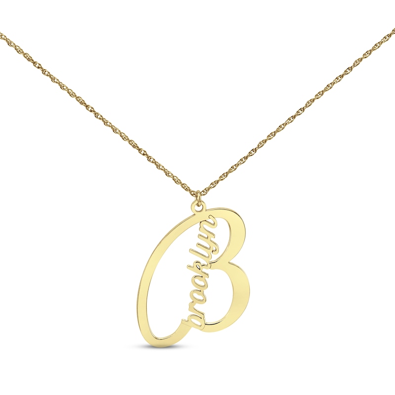 Name & Initial Necklace 14K Yellow Gold 18"