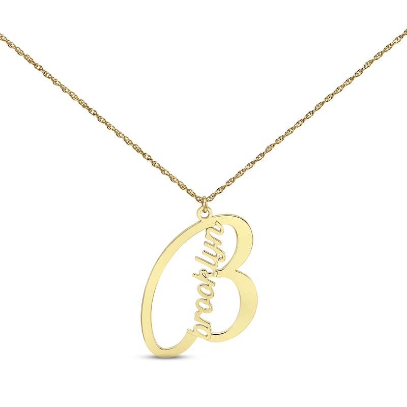 Main Image 1 of Name & Initial Necklace 14K Yellow Gold 18&quot;