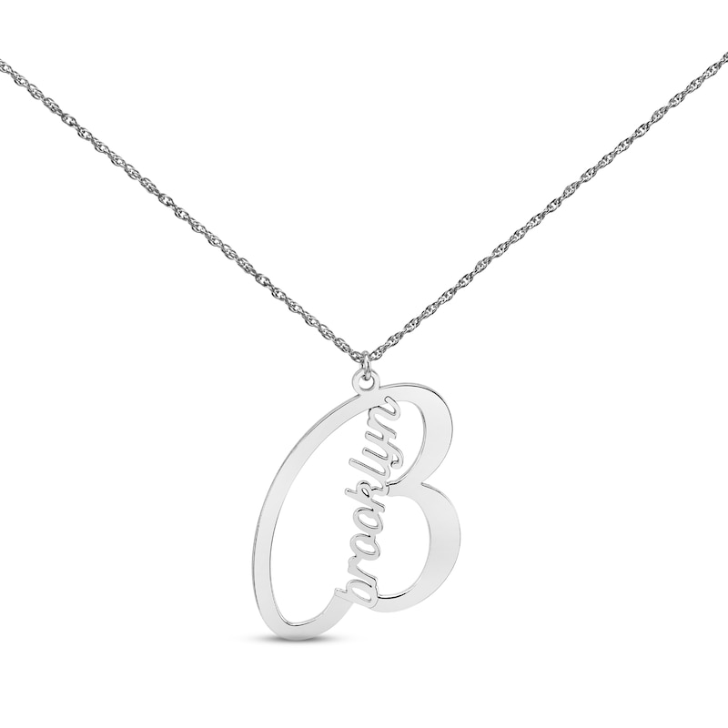 All Sterling Silver Round Classic Name Bracelet or Necklace