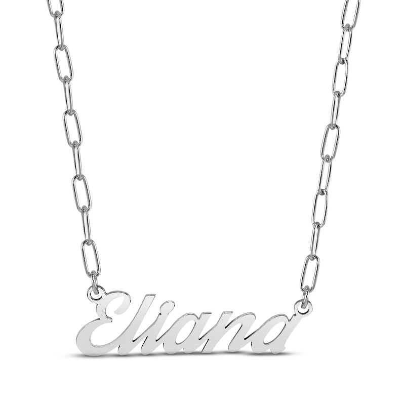 Main Image 1 of Paperclip Script Name Necklace Sterling Silver 18&quot;