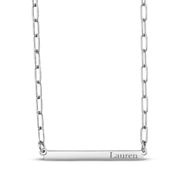 Paperclip Bar Name Necklace Sterling Silver 18"