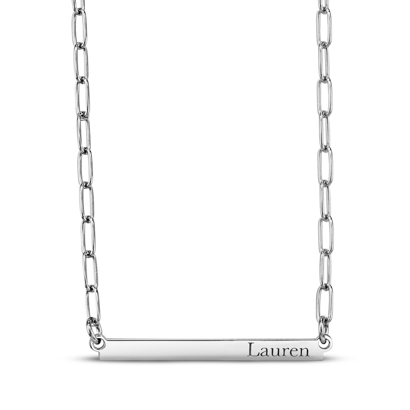 Paperclip Bar Name Necklace Sterling Silver 18"