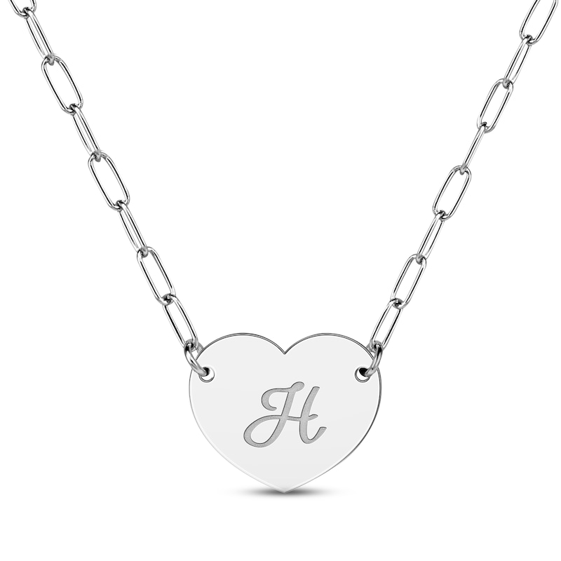 Main Image 2 of Paperclip Heart Script Name Necklace Sterling Silver 18"