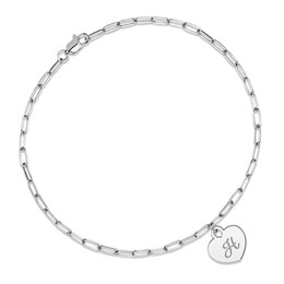 Paperclip Heart Script Name Bracelet Sterling Silver 7.5"