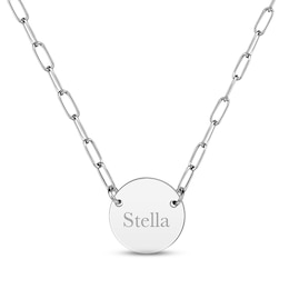 Paperclip Disc Name Necklace Sterling Silver 18"