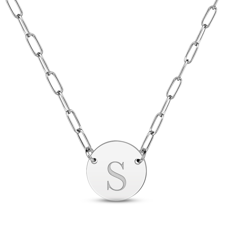 Paperclip Disc Name Necklace Sterling Silver 18"