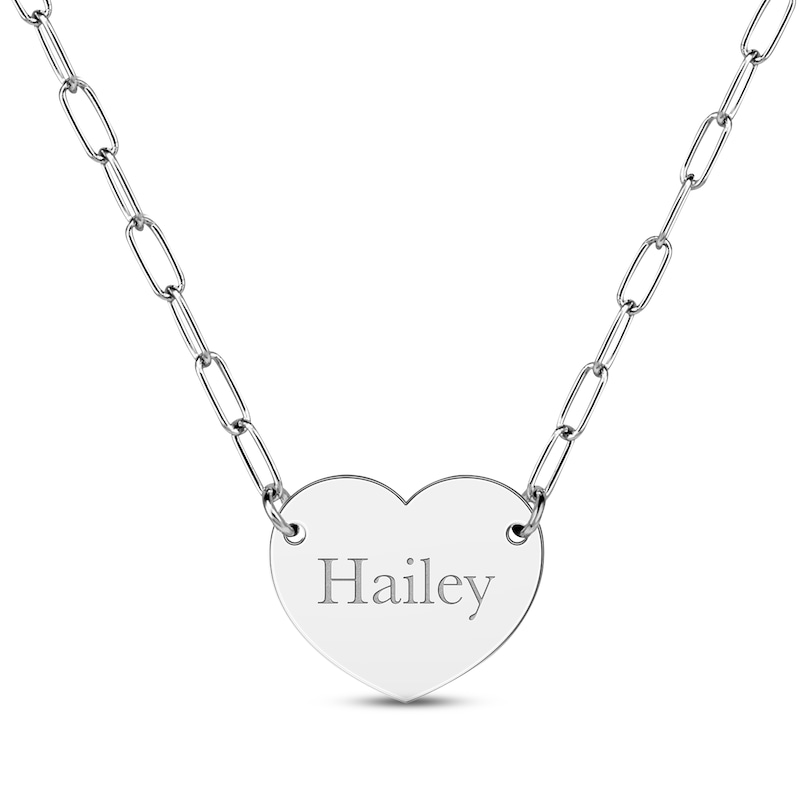 Main Image 1 of Paperclip Heart Name Necklace Sterling Silver 18&quot;