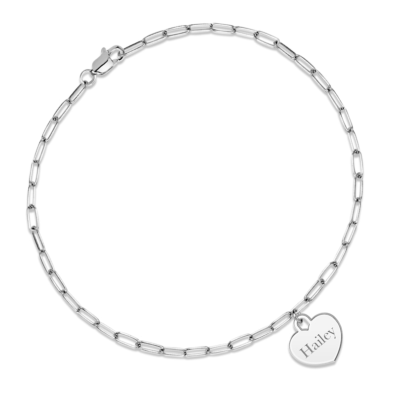 Main Image 1 of Paperclip Heart Name Bracelet Sterling Silver 7.5&quot;