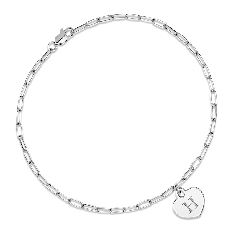Main Image 2 of Paperclip Heart Name Bracelet Sterling Silver 7.5&quot;