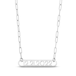 Paperclip Date Necklace 18 Gauge Sterling Silver 18"