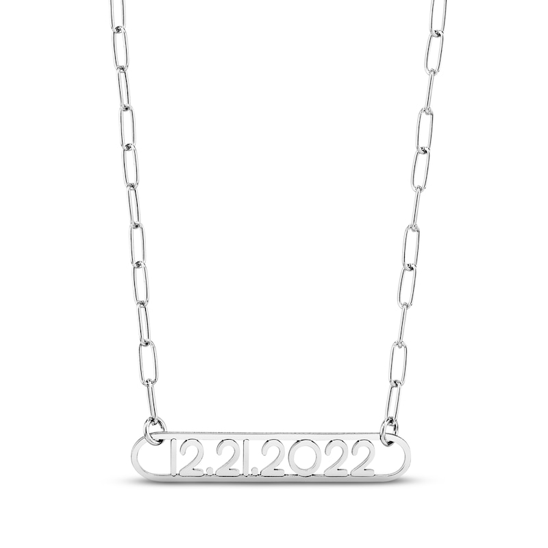 Main Image 1 of Paperclip Date Necklace 18 Gauge Sterling Silver 18&quot;