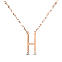 Diamond Four-Stone 1/20 ct tw Block Initial Necklace 14K Rose Gold 18"